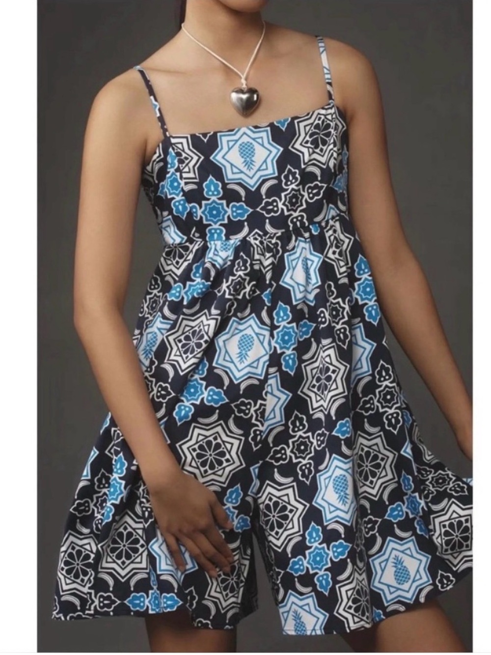 Anthropologie Hutch Pineapple Print Romper Size Small Blue Black Tropical
